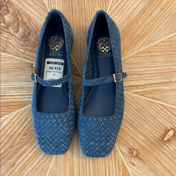 Vince Camuto Textured Blue Flats - Picture 2 of 5